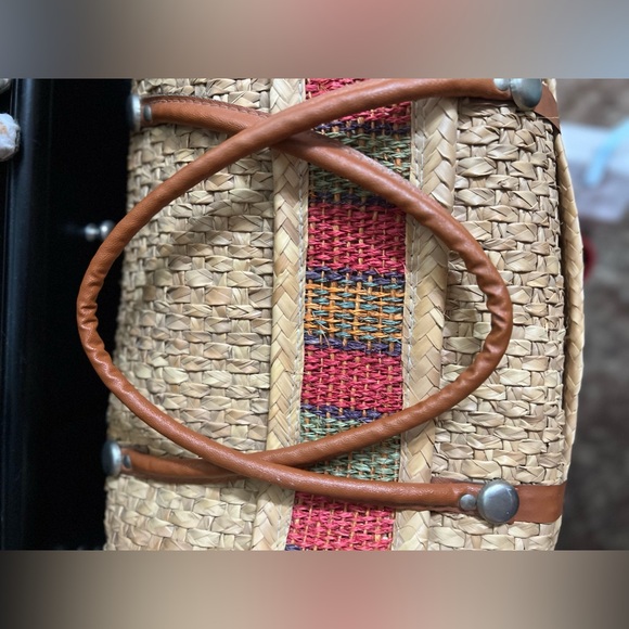 Large vintage woven wicker tote bag in "Boho" style - Picture 12 of 16